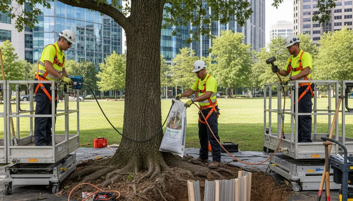 Phoenix tree care specialist protecting roots from compacted soil and drought stress