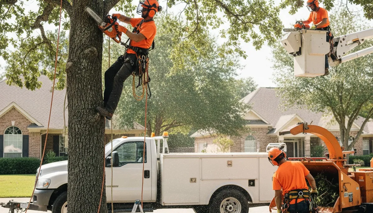 Phoenix, AZ arborist trimming a tree to shape the canopy and remove hazards